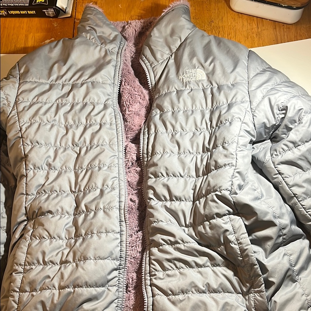 The North Face Gray Jacket with Pink Lining